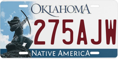 OK license plate 275AJW