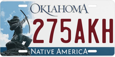 OK license plate 275AKH