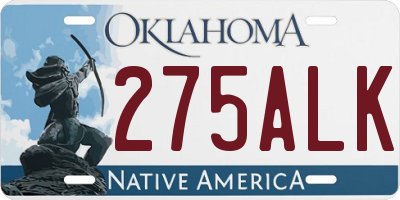 OK license plate 275ALK