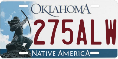 OK license plate 275ALW