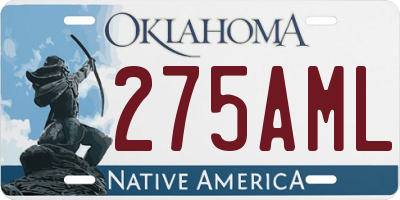 OK license plate 275AML