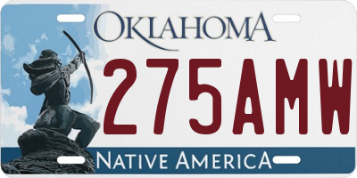 OK license plate 275AMW