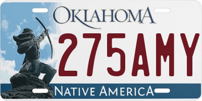 OK license plate 275AMY
