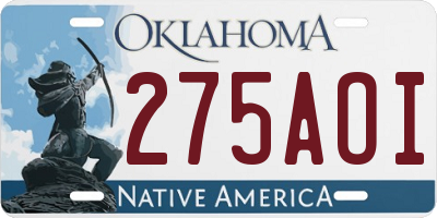 OK license plate 275AOI