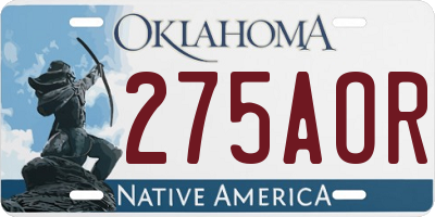 OK license plate 275AOR