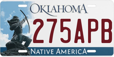 OK license plate 275APB
