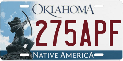 OK license plate 275APF