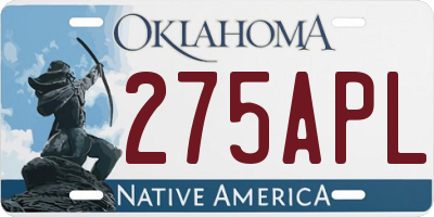 OK license plate 275APL