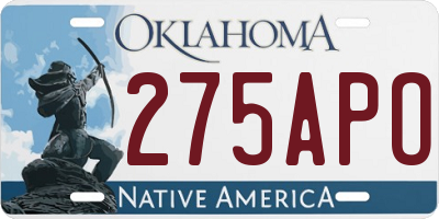 OK license plate 275APO