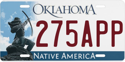 OK license plate 275APP