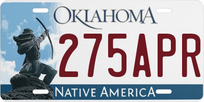 OK license plate 275APR