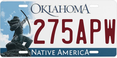 OK license plate 275APW