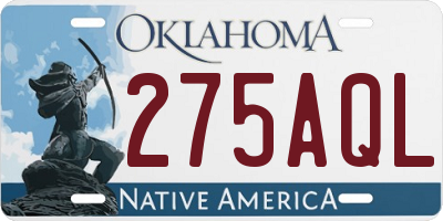 OK license plate 275AQL