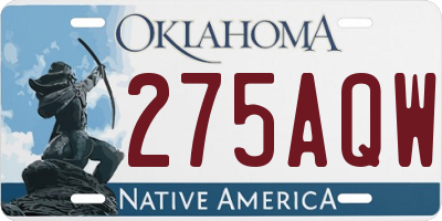 OK license plate 275AQW