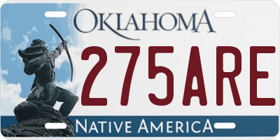 OK license plate 275ARE