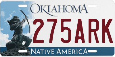 OK license plate 275ARK