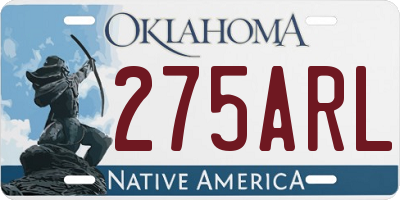 OK license plate 275ARL