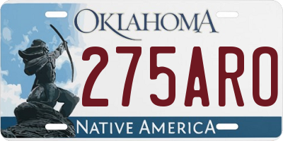OK license plate 275ARO