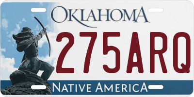 OK license plate 275ARQ