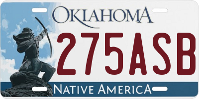 OK license plate 275ASB