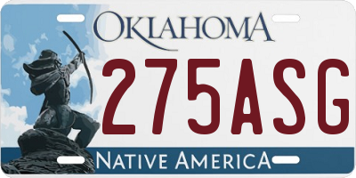 OK license plate 275ASG