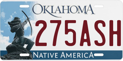 OK license plate 275ASH