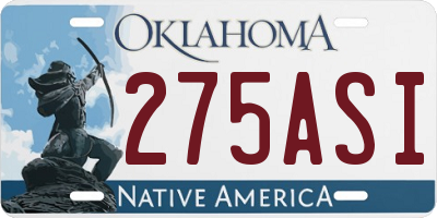OK license plate 275ASI