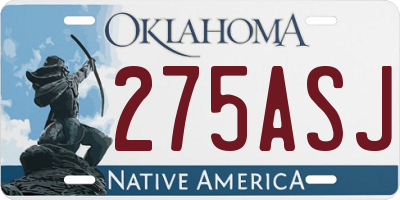 OK license plate 275ASJ