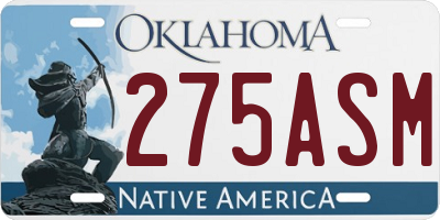 OK license plate 275ASM