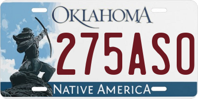 OK license plate 275ASO