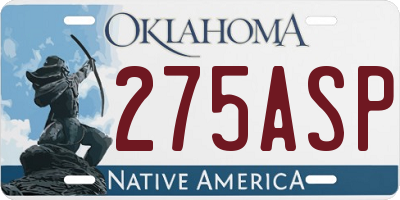 OK license plate 275ASP