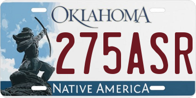 OK license plate 275ASR