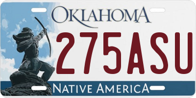 OK license plate 275ASU