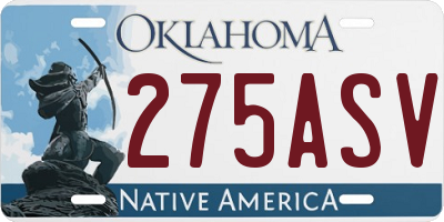 OK license plate 275ASV