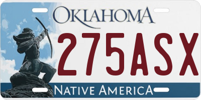 OK license plate 275ASX