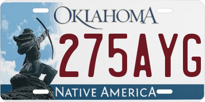 OK license plate 275AYG