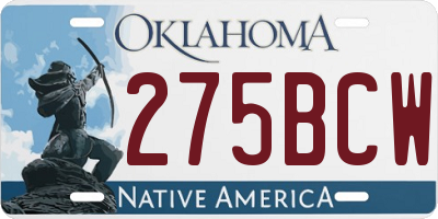 OK license plate 275BCW