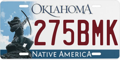 OK license plate 275BMK