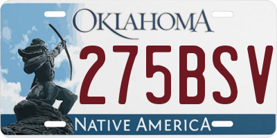 OK license plate 275BSV