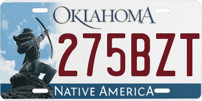 OK license plate 275BZT