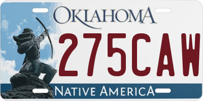 OK license plate 275CAW