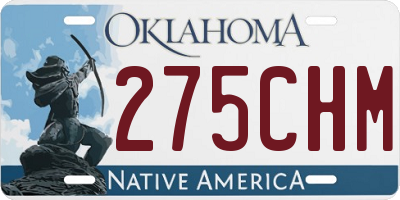 OK license plate 275CHM
