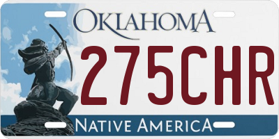 OK license plate 275CHR