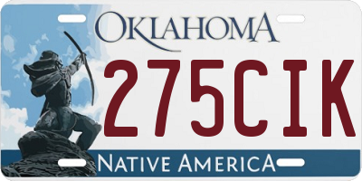 OK license plate 275CIK