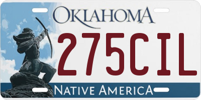 OK license plate 275CIL