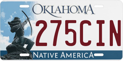OK license plate 275CIN