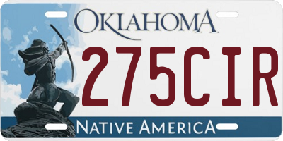 OK license plate 275CIR