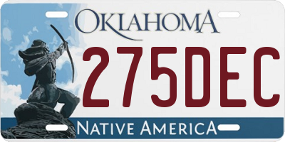 OK license plate 275DEC