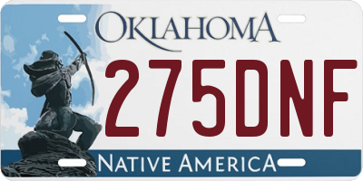 OK license plate 275DNF