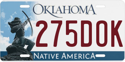 OK license plate 275DOK
